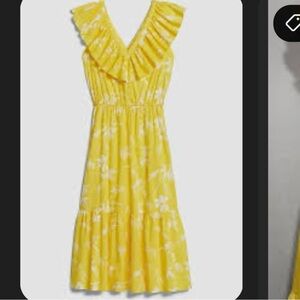 Banana Republic V Neck Ruffle Midi Dress